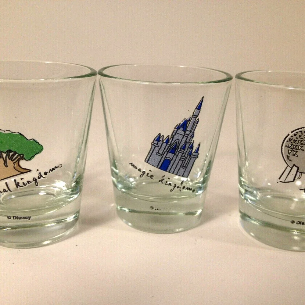3 Disney World Magic Kingdon Animal Kingdom Epcot Souvenir Shot Glass Set of 3